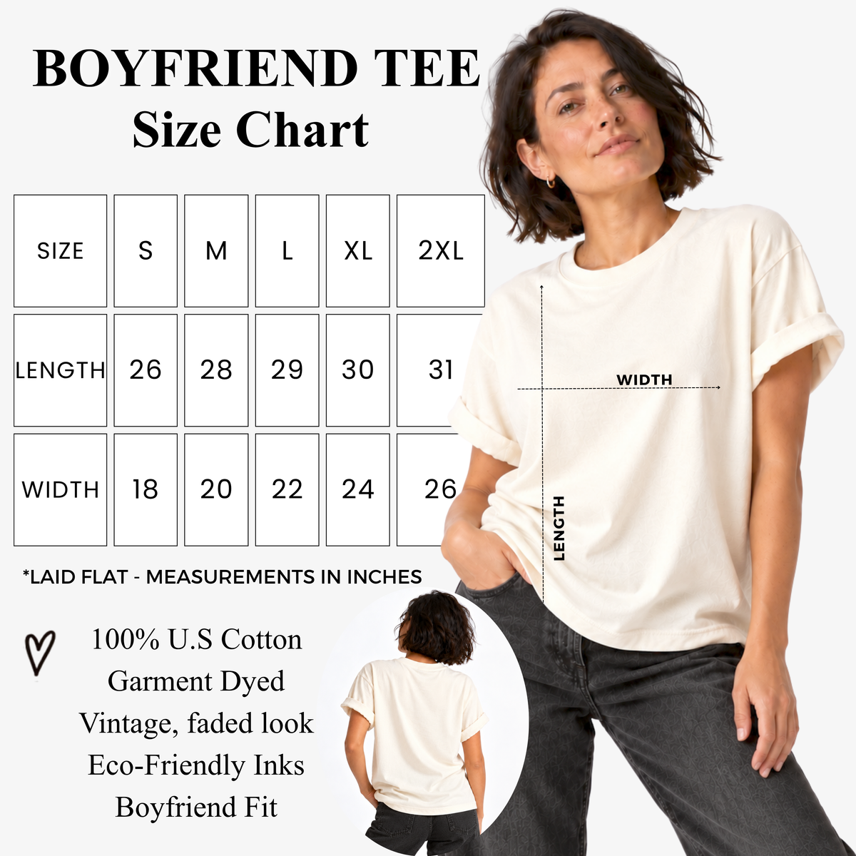 Garment dyed boyfriend T-shirt with relaxed unisex sizing, soft heavyweight cotton fabric, crew neckline, short sleeves, and a slightly oversized fit for women.