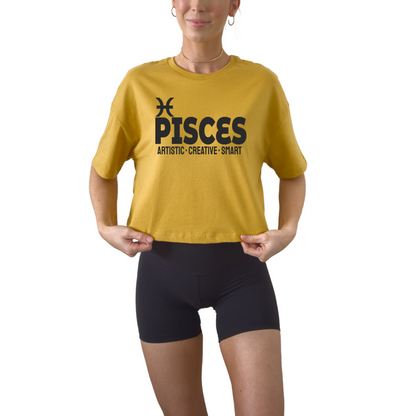 Pisces zodiac horoscope t-shirt featuring “Artistic. Creative. Smart.” Astrology graphic tee for February and March water sign birthdays.
