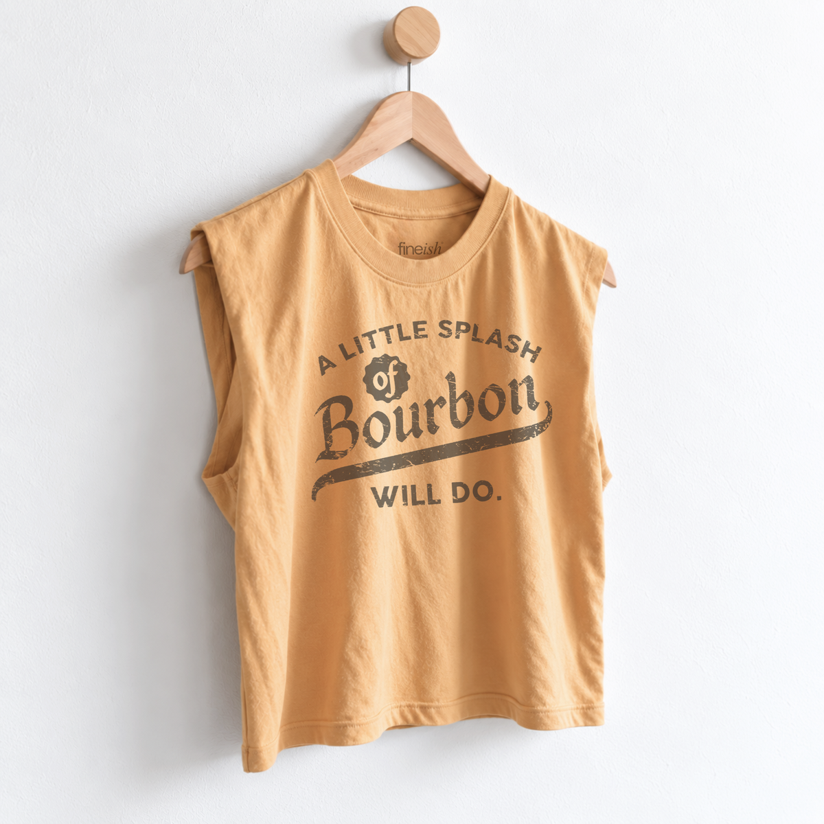 Women’s A Little Splash of Bourbon Will Do muscle tank featuring a funny bourbon lover saying, perfect for whiskey lovers, cocktail nights, happy hour, and casual outings shop fineish