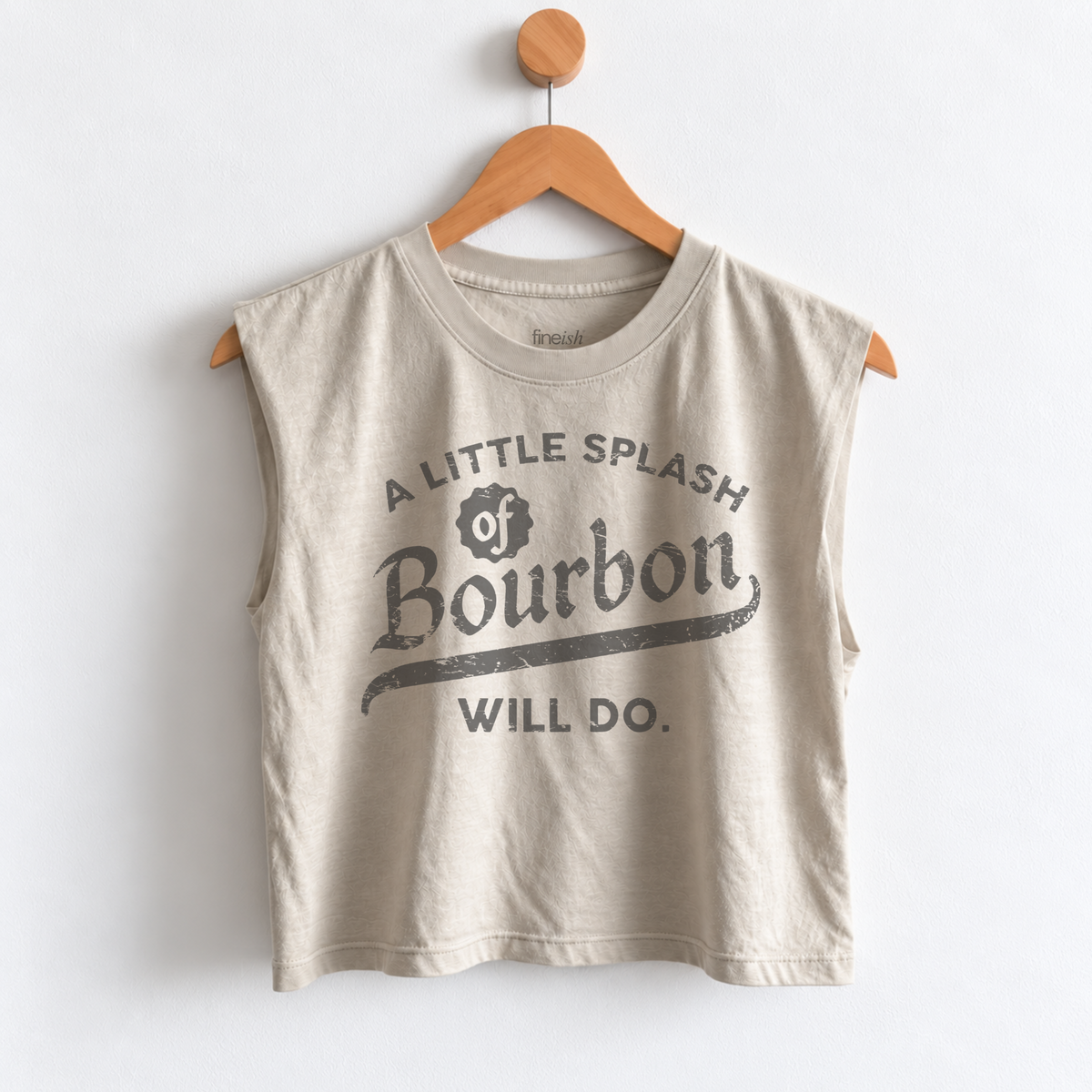 Women’s A Little Splash of Bourbon Will Do muscle tank featuring a funny bourbon lover saying, perfect for whiskey lovers, cocktail nights, happy hour, and casual outings