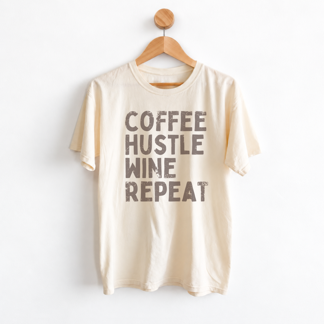 saying on a garment dyed unisex graphic shirt with a relaxed slightly oversized fit for women.