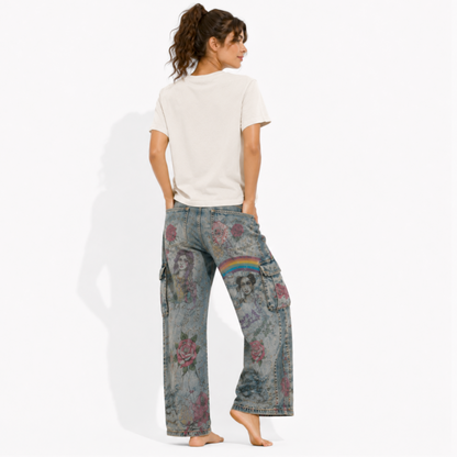Back view of an Easy Tiger women's heavyweight mid-length T-shirt showing the relaxed fit and plain back.