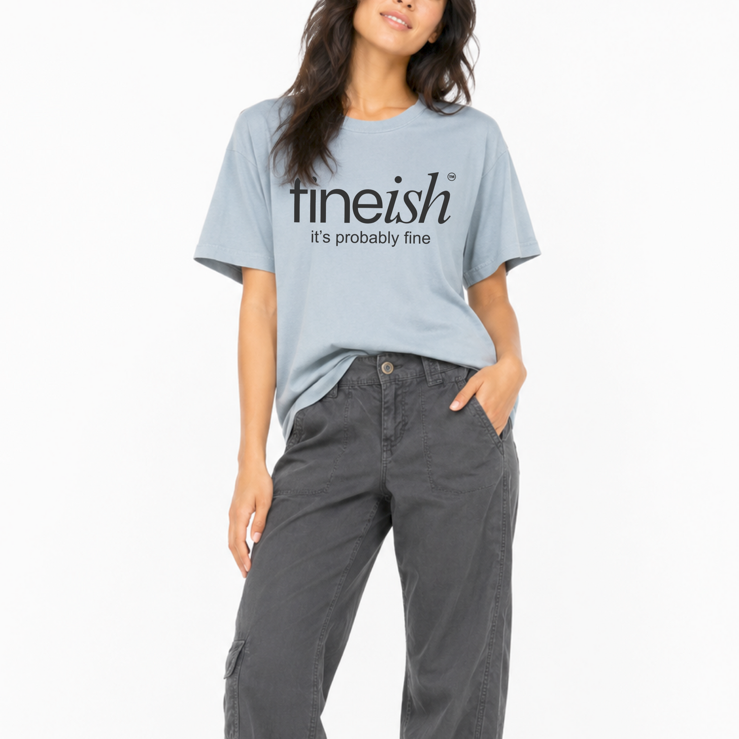 Unisex T-shirt featuring the FINEish logo and the phrase "It's Probably Fine" on the front.