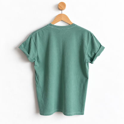 Back view of Knotty by Nature boyfriend tee with relaxed unisex sizing and a slightly oversized fit for women, designed for casual outdoor and nature inspired style.