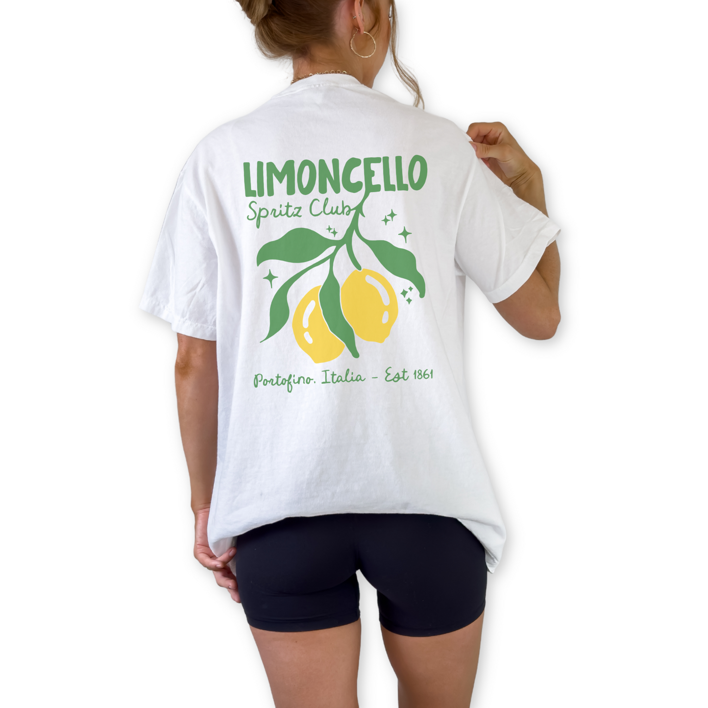 Lemoncello Spritz Club Portofino Italia retro unisex t-shirt with Italian coastal design. Vintage Italian summer graphic tee inspired by Amalfi Coast and spritz culture. Unisex retro travel shirt featuring Portofino Italia and Lemoncello Spritz Club theme.