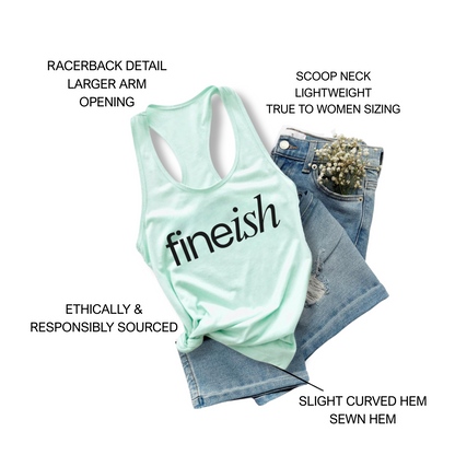 Women’s lightweight racerback tank product details highlighting seamless construction, fitted silhouette, and best-selling graphic tank design.