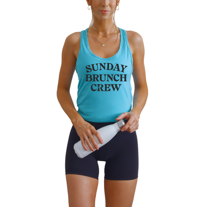 Matching Sunday Brunch Crew tank top for women, ideal for friend trips, bridal party brunch, and fun group celebrations.